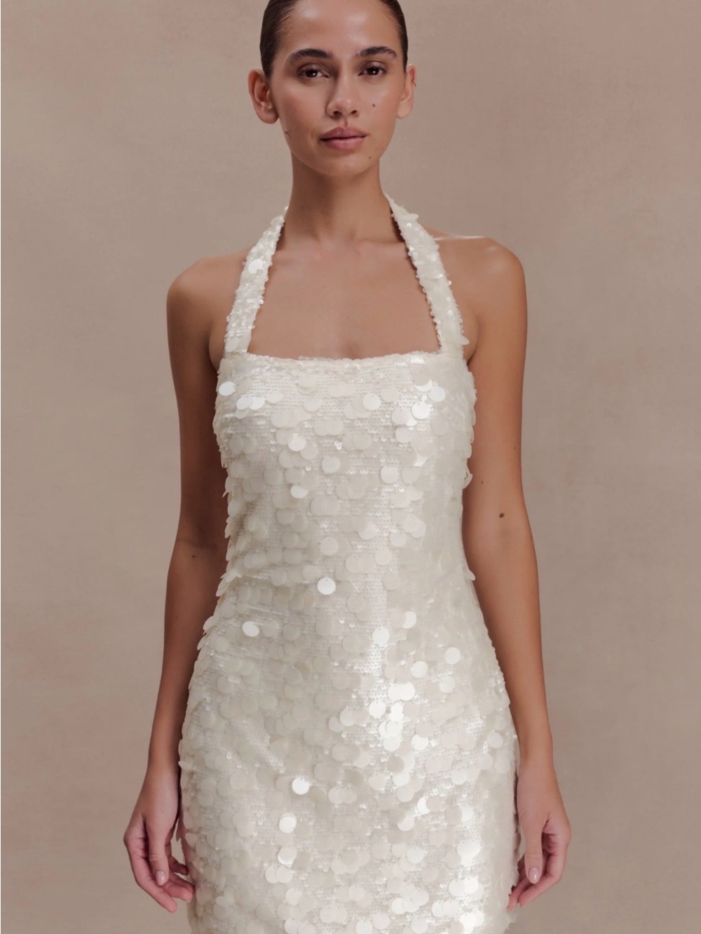Caralee Sequin Halter Mini Dress - Ivory